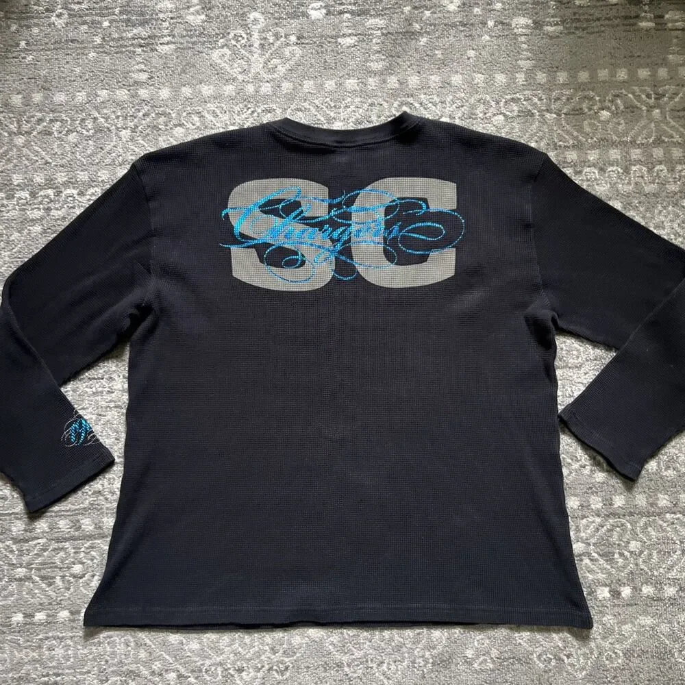 San Diego Chargers NFL Pro Line Thermal Shirt Men 3XL Black Metallic Grunge Y2K